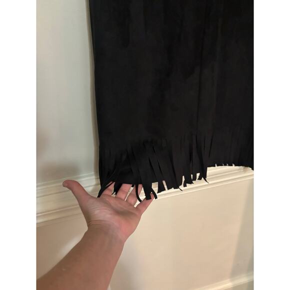 Chico's Black Faux Suede Dress Fringe Western Country Concert 0.5 Size 6 NWT - Picture 6 of 8